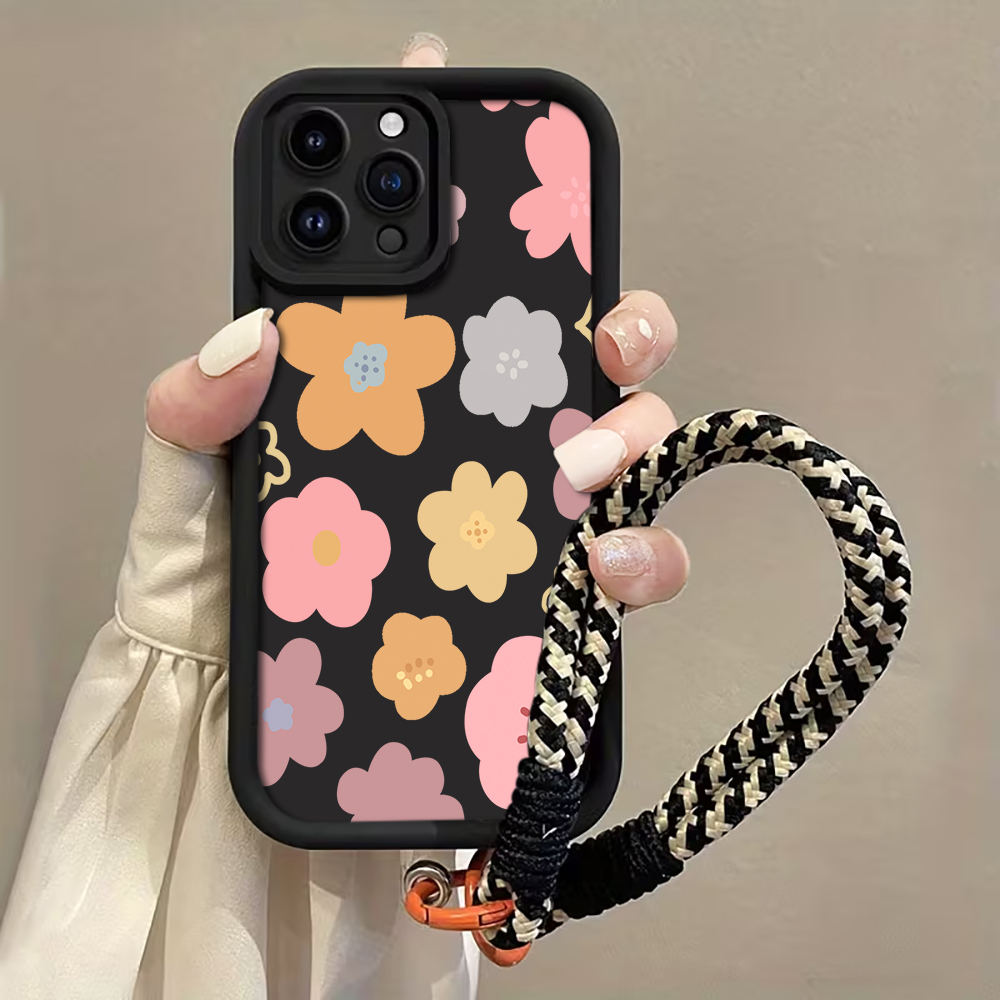 Phone Cases Rugged - Macaron Flowers Strap Rope Phone Case