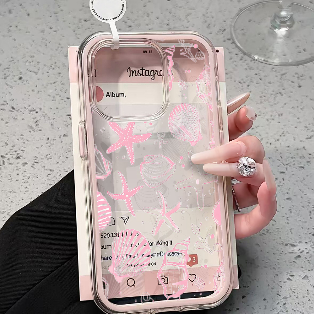 Phone Cases Unique - Summer Pink Seashell Clear Phone Case