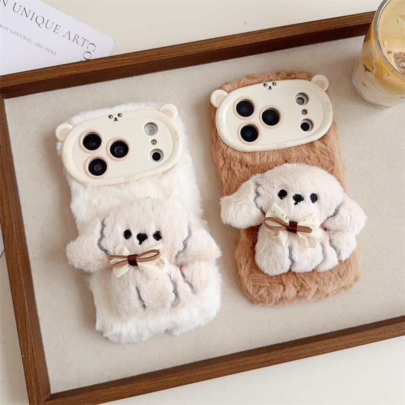 3D Cartoon Bowknot Puppy Warm  - огляд і ціна Phone Cases For Iphone 13