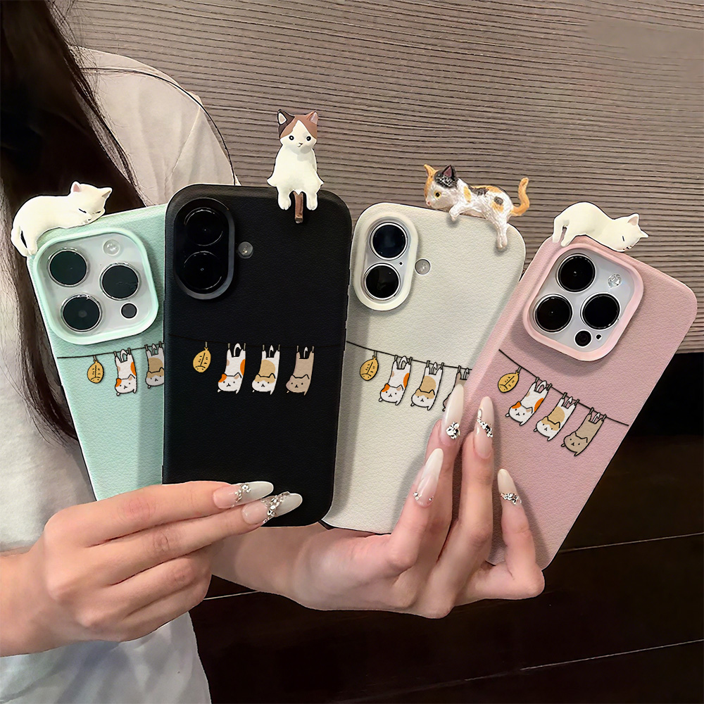 3D Cute Cartoon Cat Leather Ca - огляд і ціна Phone Cases Leather
