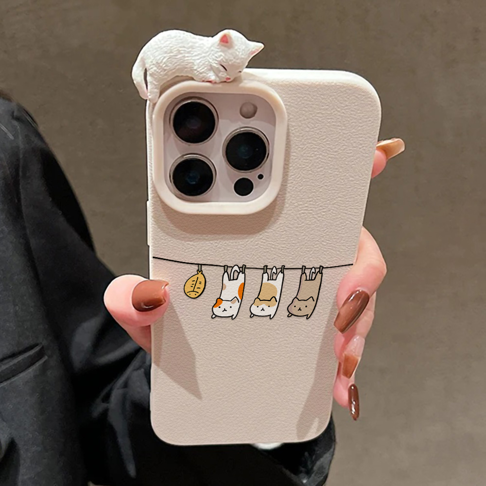 3D Cute Cartoon Cat Leather Ca - огляд і ціна Phone Cases Leather