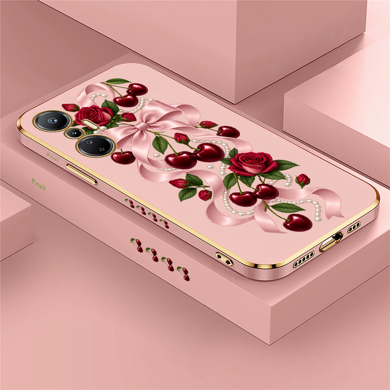 Luxury Wine Red Cherry Pattern - огляд і ціна Luxury Plating Case