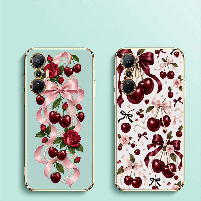 Luxury Wine Red Cherry Pattern - огляд і ціна Luxury Plating Case