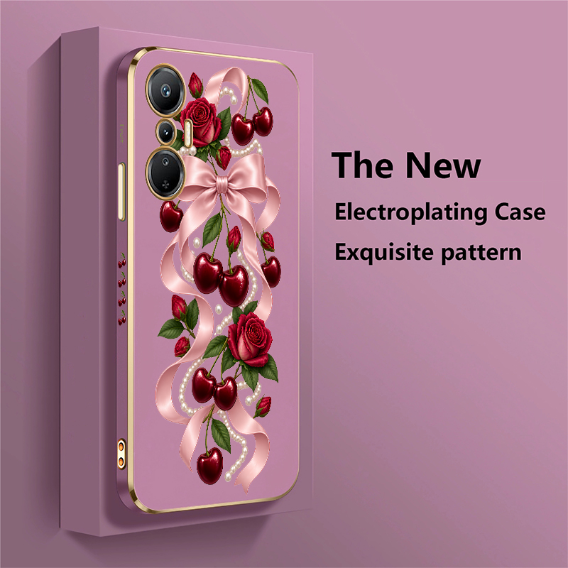 Luxury Wine Red Cherry Pattern - огляд і ціна Luxury Plating Case