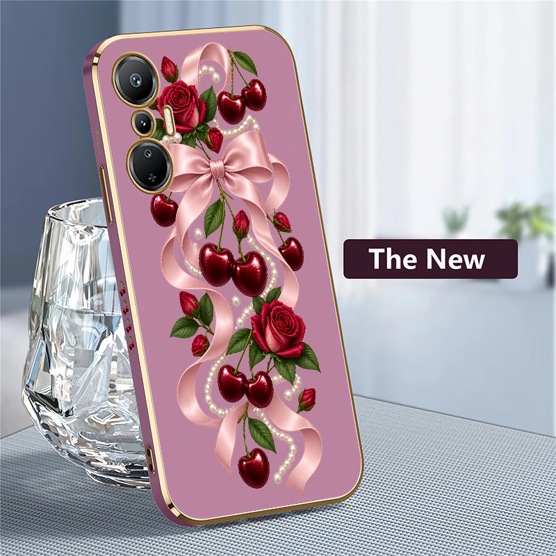Luxury Wine Red Cherry Pattern - огляд і ціна Luxury Plating Case
