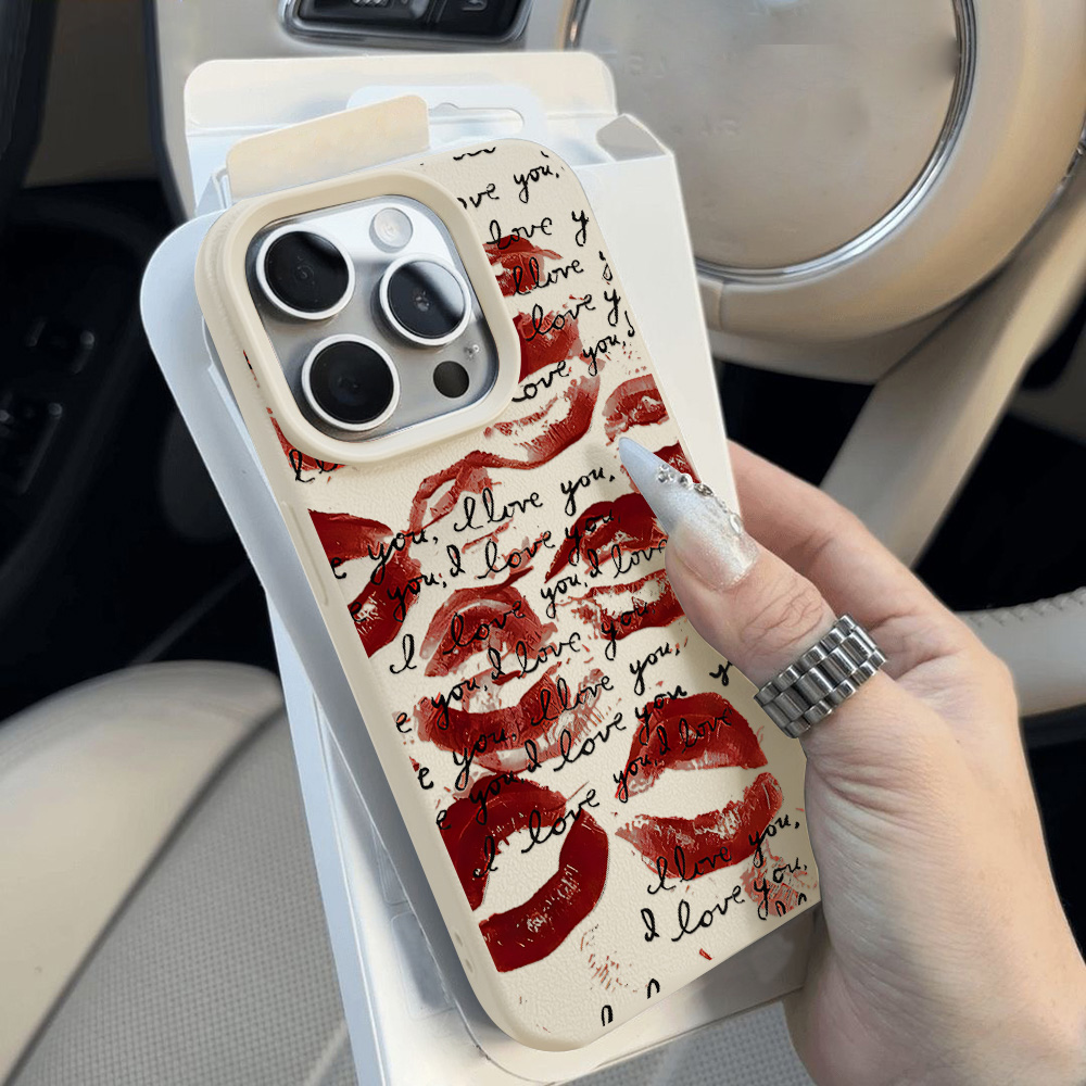 Bright Red Lips Leather Phone  - огляд і ціна Phone Cases Leather