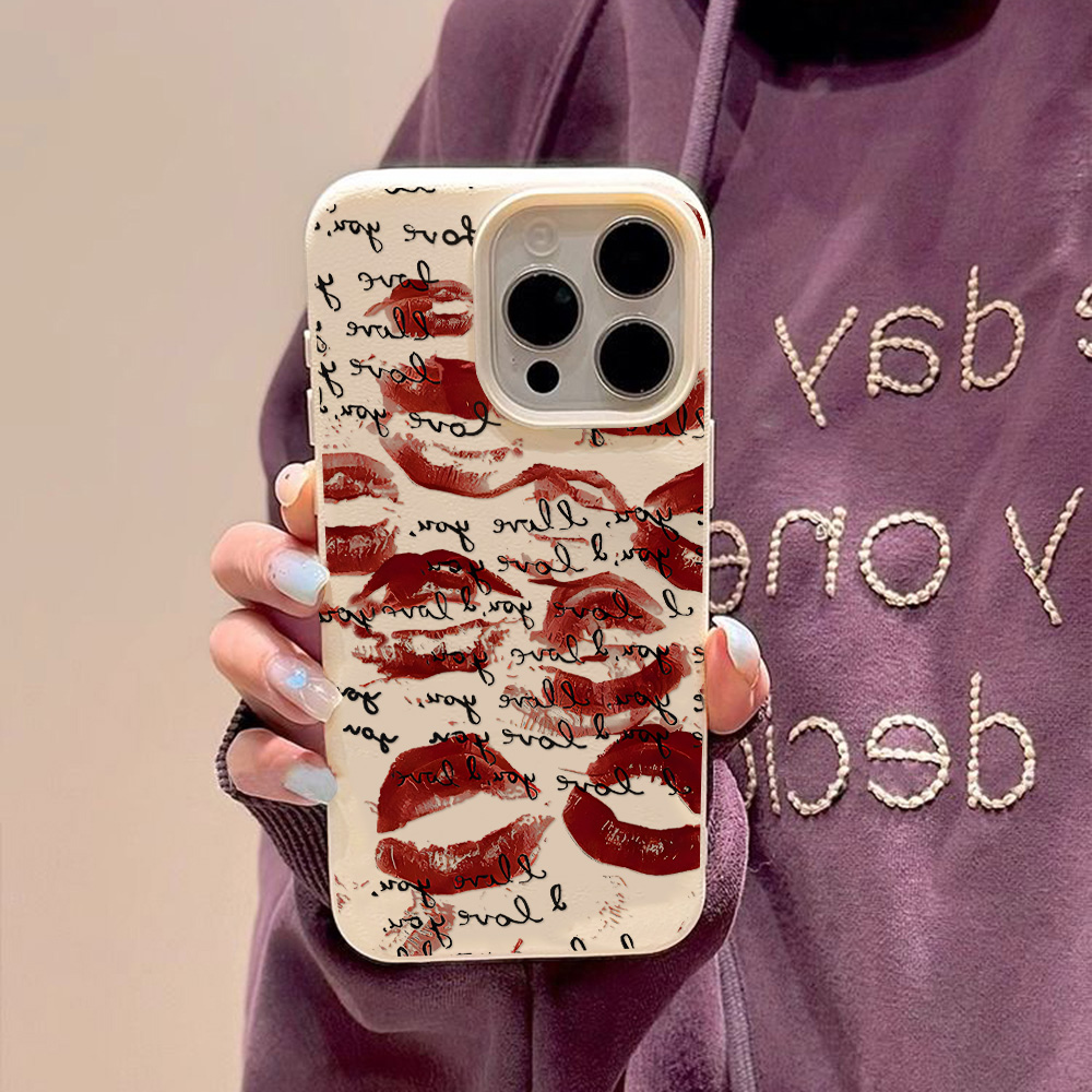 Bright Red Lips Leather Phone  - огляд і ціна Phone Cases Leather