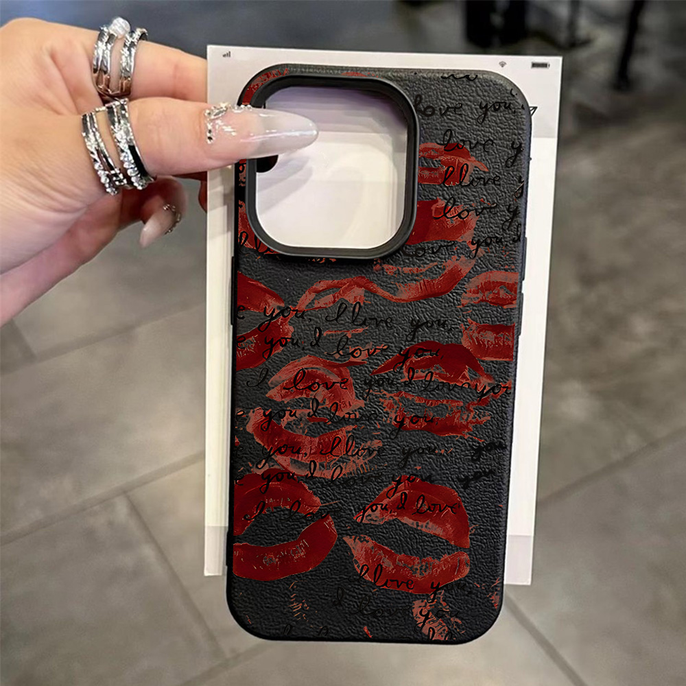 Bright Red Lips Leather Phone  - огляд і ціна Phone Cases Leather